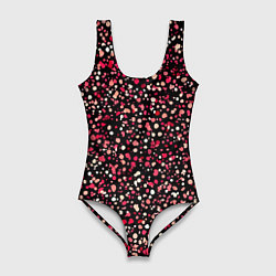 Женский купальник-боди Красно-розовые крапинки