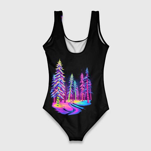 Женский купальник-боди Neon forest / 3D-принт – фото 2