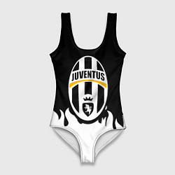 Купальник-боди 3D женский Juventus белый огонь, цвет: 3D-принт