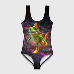 Купальник-боди 3D женский Тралалеро тралала в космосе, цвет: 3D-принт