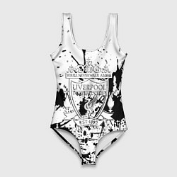 Купальник-боди 3D женский Ливерпуль черно белые краски, цвет: 3D-принт