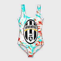 Купальник-боди 3D женский Ювентус штрихи красок текстура, цвет: 3D-принт