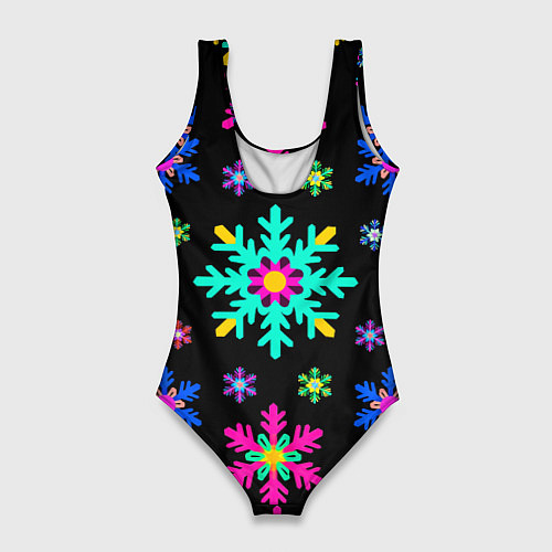 Женский купальник-боди Снежинки ретро / 3D-принт – фото 2