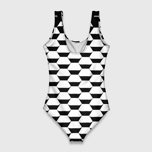 Женский купальник-боди Juventus геометрия черно белая / 3D-принт – фото 2