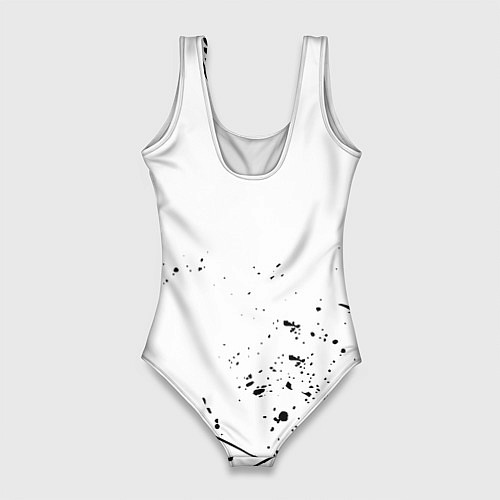 Женский купальник-боди Ювентус черные краски всплеск / 3D-принт – фото 2