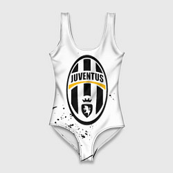 Женский купальник-боди Ювентус черные краски всплеск
