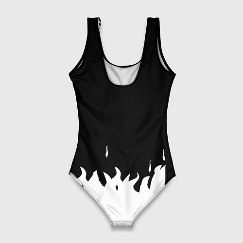 Женский купальник-боди Ювентус белый огонь текстура / 3D-принт – фото 2