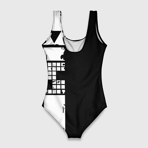 Женский купальник-боди Ювентус геометрия белая / 3D-принт – фото 2