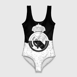 Купальник-боди 3D женский Реал Мадрид лого ночь текстура, цвет: 3D-принт