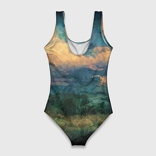 Женский купальник-боди Конь маслом / 3D-принт – фото 2