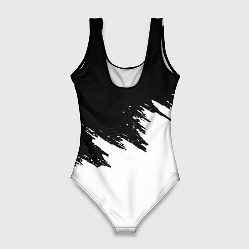 Женский купальник-боди Реал Мадрид краски белые штрихи / 3D-принт – фото 2