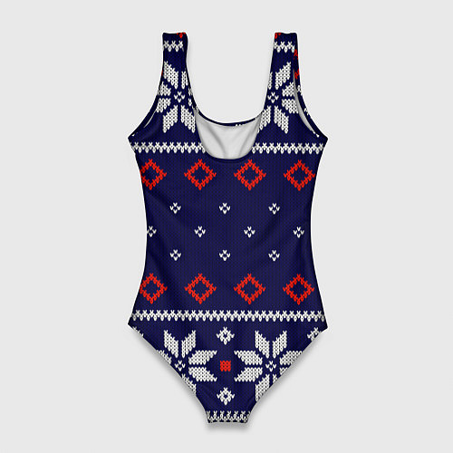 Женский купальник-боди Вязаный новогодний узор / 3D-принт – фото 2