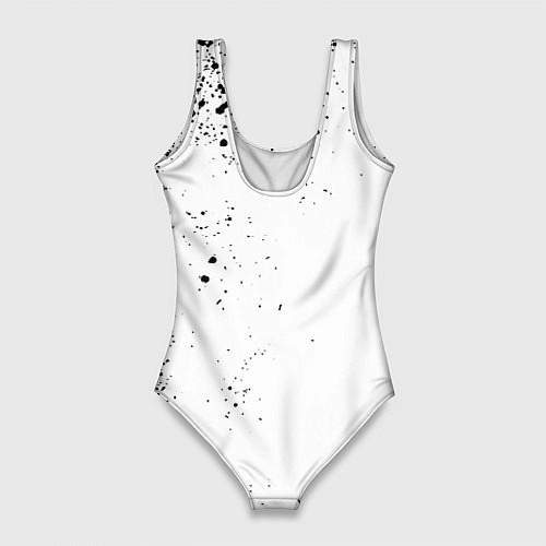Женский купальник-боди Реал Мадрид черно белые краски / 3D-принт – фото 2