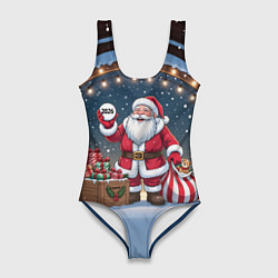 Женский купальник-боди Санта с мешком подарков