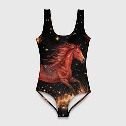 Женский купальник-боди Огненные лошади - паттерн