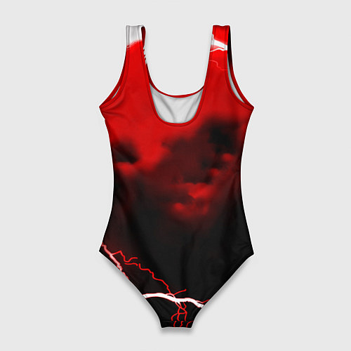 Женский купальник-боди Ливерпуль шторм молнии красный / 3D-принт – фото 2