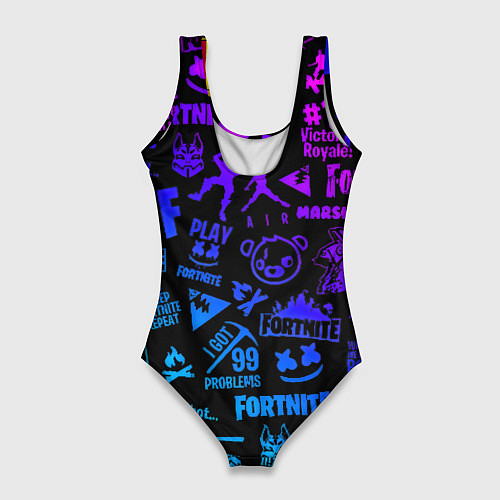 Женский купальник-боди Barcelona x fortnite neon / 3D-принт – фото 2