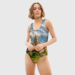 Купальник-боди 3D женский Храм у подножия вечных вершин, цвет: 3D-принт — фото 2