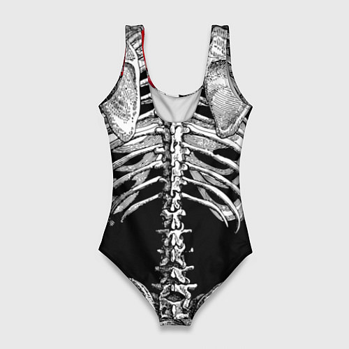 Женский купальник-боди Скелет с сердцем / 3D-принт – фото 2