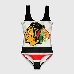 Купальник-боди 3D женский Chicago Blackhawks, цвет: 3D-принт