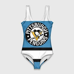 Купальник-боди 3D женский Pittsburgh Penguins: White, цвет: 3D-принт