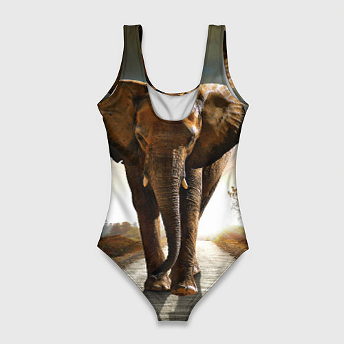 Женский купальник-боди Дикий слон / 3D-принт – фото 2