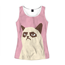 Майка-безрукавка женская Grumpy cat pink, цвет: 3D-белый