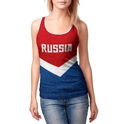 Майка-безрукавка женская Russia Team, цвет: 3D-белый — фото 2