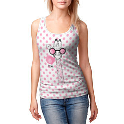 Майка-безрукавка женская Розовый жираф, цвет: 3D-белый — фото 2