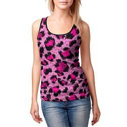 Майка-безрукавка женская Розовый леопард, цвет: 3D-черный — фото 2