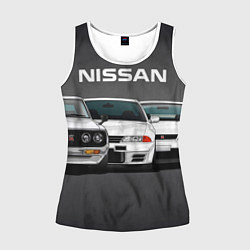 Майка-безрукавка женская NISSAN, цвет: 3D-белый