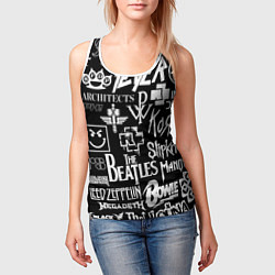 Майка-безрукавка женская ЛОГОТИПЫ РОК ГРУПП, цвет: 3D-белый — фото 2