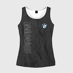 Майка-безрукавка женская BMW LOGO AND INSCRIPTION, цвет: 3D-белый