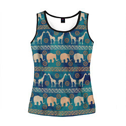 Майка-безрукавка женская Жирафы и слоны, цвет: 3D-черный