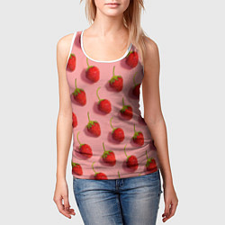 Майка-безрукавка женская Strawberry Pattern, цвет: 3D-белый — фото 2