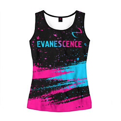 Майка-безрукавка женская Evanescence - neon gradient: символ сверху, цвет: 3D-черный