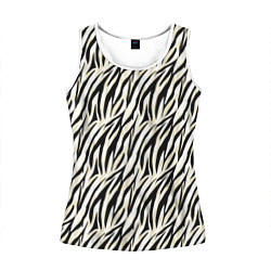 Майка-безрукавка женская Тигровый полосатый узор-черные, бежевые полосы на, цвет: 3D-белый