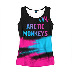 Майка-безрукавка женская Arctic Monkeys - neon gradient: символ сверху, цвет: 3D-черный