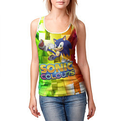 Майка-безрукавка женская Sonic Colours - Hedgehog - Video game, цвет: 3D-белый — фото 2