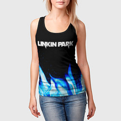 Майка-безрукавка женская Linkin Park blue fire, цвет: 3D-черный — фото 2
