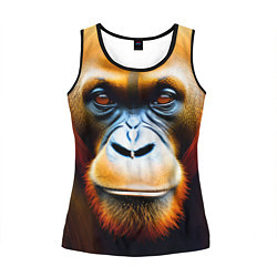 Майка-безрукавка женская Орангутан - Обезьяна, от которой веет добротой, цвет: 3D-черный