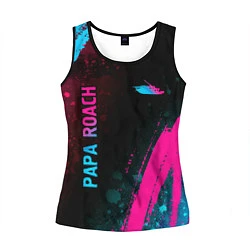 Майка-безрукавка женская Papa Roach - neon gradient: надпись, символ, цвет: 3D-черный