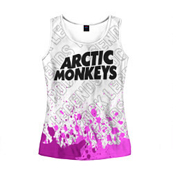 Майка-безрукавка женская Arctic Monkeys rock legends: символ сверху, цвет: 3D-белый