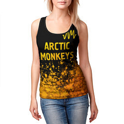 Майка-безрукавка женская Arctic Monkeys - gold gradient: символ сверху, цвет: 3D-черный — фото 2