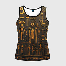 Майка-безрукавка женская Арт в стиле египетских письмен, цвет: 3D-черный