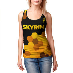 Майка-безрукавка женская Skyrim - gold gradient посередине, цвет: 3D-черный — фото 2
