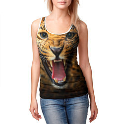 Майка-безрукавка женская Рык леопарда, цвет: 3D-белый — фото 2