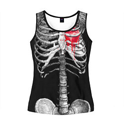 Майка-безрукавка женская Скелет с сердцем, цвет: 3D-черный