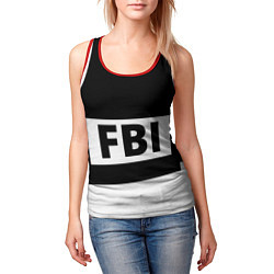 Майка-безрукавка женская Бронежилет FBI цвета 3D-красный — фото 2