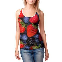 Майка-безрукавка женская Berries, цвет: 3D-белый — фото 2